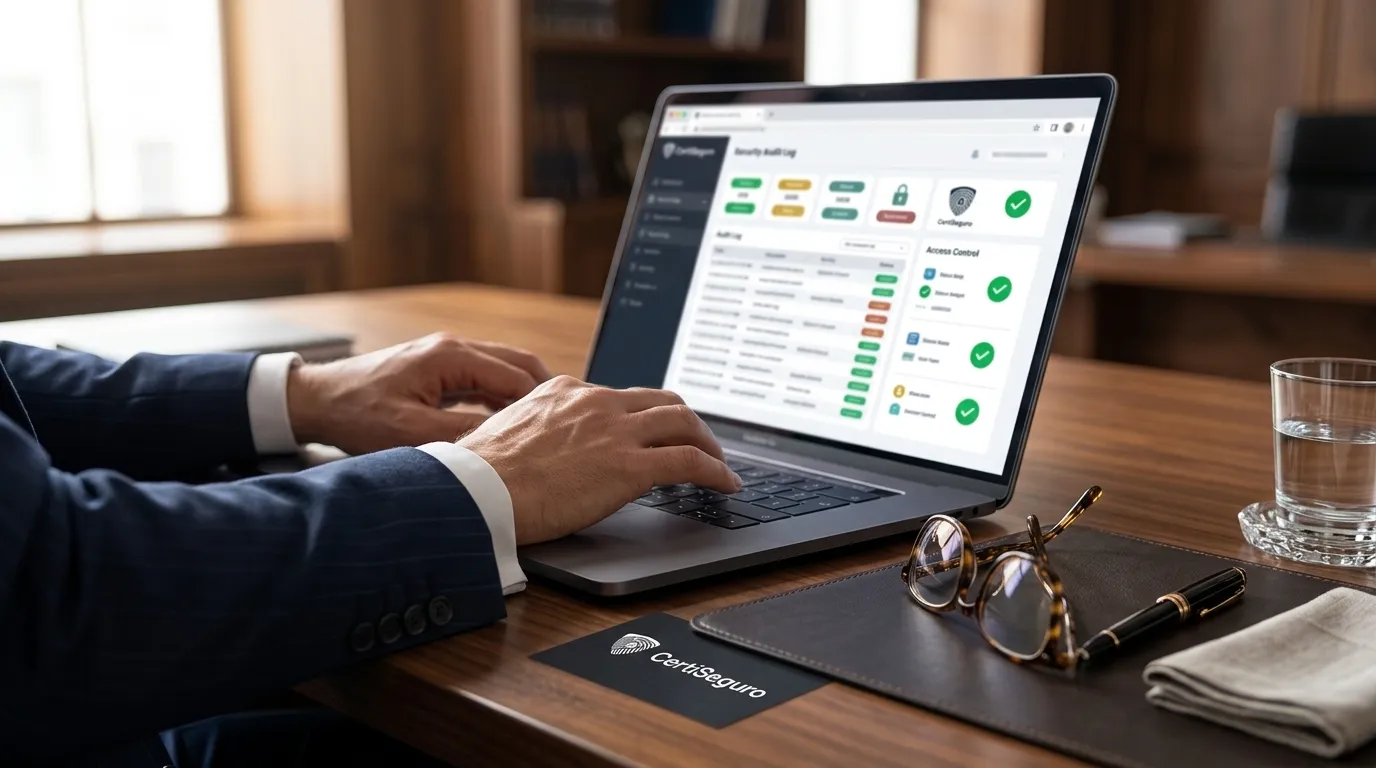 Painel de gestão e controle do certificado A1 do advogado no escritório.